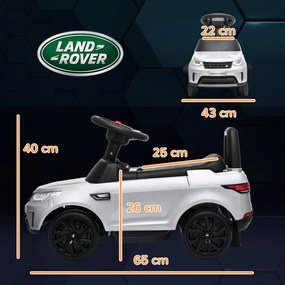 AIYAPLAY Samochód Elektryczny dla Dzieci 6V, Land Rover, Tryb Jazdy/Pchania, Reflektory, Muzyka, Biały