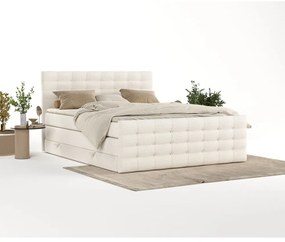 Kremowe łóżko boxspring ze schowkiem 200x200 cm Blend – Maison de Rêve