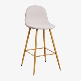 Zestaw 4 Wysokich Stołków Glamm Drewno Naturalne & Kremowa & ↑75 Cm - Sklum