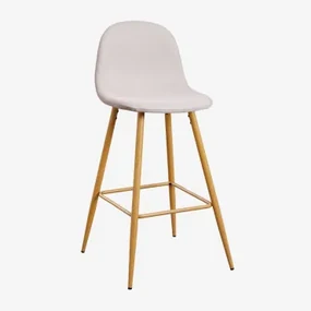 Zestaw 4 Wysokich Stołków Glamm Kremowa & ↑75 Cm & Drewno Naturalne - Sklum