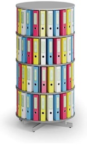 Regał obrotowy na segregatory, 4 półki, szary