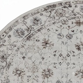 Dywan vintage INKA Floral z Efektem Postarzenia Kremowy koło 160 cm x 160 cm