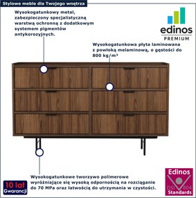 Komoda z 6 szufladami na nóżkach orzech warmia T9-G69