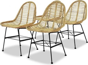 Zestaw 4 Krzeseł Jadalnianych z Naturalnego Rattanu w Stylu Kolonialnym - Ergonomiczne i Wytrzymałe