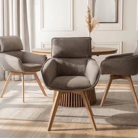 Krzesło Tapicerowane Obrotowe DIAS Brązowe Nowoczesne