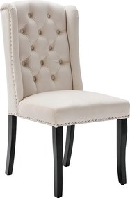 Zestaw 6 krzeseł do jadalni z aksamitu - 49 x 61 x 100 cm - nogi dębowe - do sypialni i salonu - beżowe