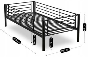 Łóżko Piętrowe Dla Dzieci 90x200 cm RODEZ Metalowe Czarne