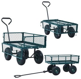 Metalowy wózek ogrodowy na pneumatycznych kołach K4-P97