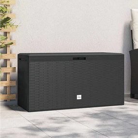Skrzynia ogrodowa antracytowa 290L z polipropylenu, zamykana, 114x47x60 cm, solidna i ponadczasowa w designie
