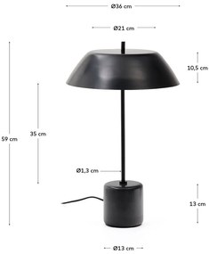 Czarna marmurowa lampa stołowa z metalowym kloszem (wysokość 58 cm) Sayra – Kave Home