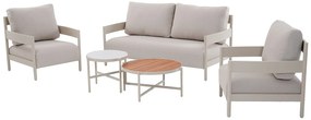 Zestaw mebli ogrodowych z aluminium: kanapa 2-osobowa, 2 fotele i 2 stoliki kawowe - Beżowy - LOMAM marki MYLIA