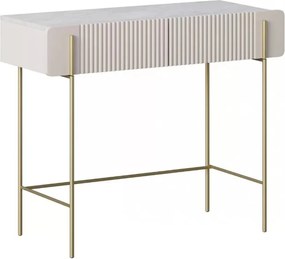 Toaletka Malmi 100 cm z szufladami - kaszmir / crema bianca / złote nóżki