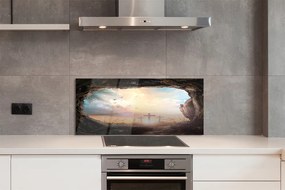 Szklany Panel Jaskinia i Lot Ptaków nad Krzyżami