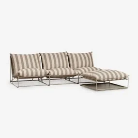 Modułowa Sofa 3-częściowa I Pufa Konwertowalna Amaro Kremowa Tapioca - Mokka Brąz - Sklum