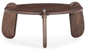 Ciemnobrązowy okrągły stolik z litego drewna mango ø 80 cm Tamira – MOME