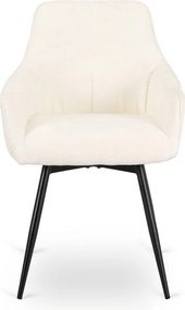 Krzesło Tapicerowane Obrotowe do Salonu LARISA Kremowe Nowoczesne
