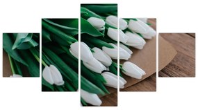 Obraz bukietu białych tulipanów (125x70 cm)