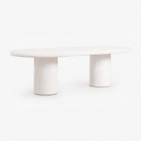 Ovalny Stół Jadalniany 260x110 Cm W Kolorze Cementu Aurean Biała - Sklum
