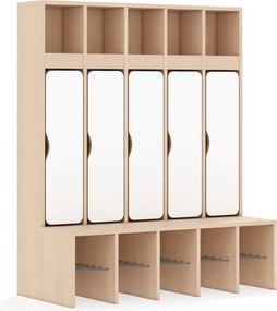 Szatnia szkolna 5-osobowa z drzwiczkami dolnymi Blox Base, index SZT-5R-B-B-A