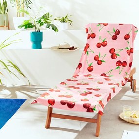 Różowy bawełniany ręcznik plażowy 78x200 cm Cherries – Catherine Lansfield