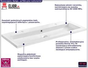 Prostokątna umywalka ceramiczna Defires 120 CM - Biała