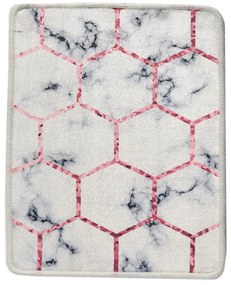 Biało-szary dywanik łazienkowy 60x40 cm Honeycomb − Foutastic