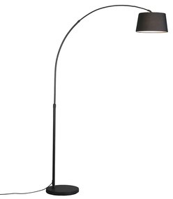 Luk Nowoczesna lampa łukowa czarna z czarnym abażurem z tkaniny - Arc Basic Nowoczesny Oswietlenie wewnetrzne