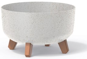 Donica ogrodowa okrągła Gracia Low ECO Wood 28,5 cm biała PROSPERPLAST