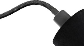 Lampa ścienna czarna z kloszem czarnym przełącznikiem i elastycznym ramieniem - Merwe