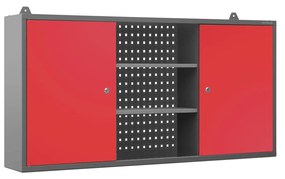 Szafka garażowa wisząca BEN, 1200 x 600 x 200 mm, antracytowo-czerwona   