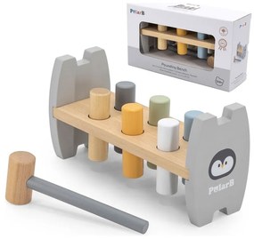 Viga polarb drewniana przebijanka wbijanka z młoteczkiem pingwinek montessori