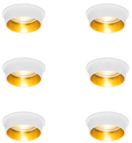 Zestaw 6 nowoczesnych reflektorów wpuszczanych biały ze złotym wnętrzem - Insta