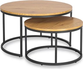 Zestaw Stolików Kawowych DELIA MAX 60 cm/80 cm Dąb Złoty Nowoczesny Loft