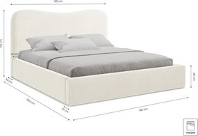 Ciemnoszare tapicerowane łóżko dwuosobowe ze schowkiem ze stelażem 140x200 cm Kahai – Makamii