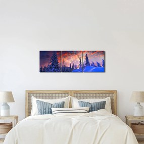 Obraz - Zimowy zmierzch (z zegarem) (90x30 cm)