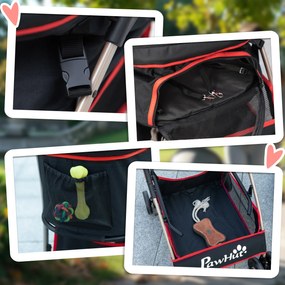 Outsunny Wózek dla Psa i Kota 2w1 Składany 1 Koszyk 1 Torba Czerwony | Aosom PL