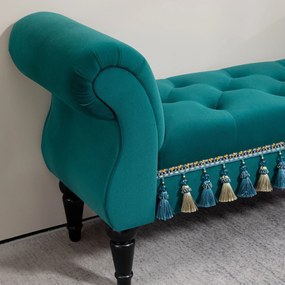 HOMCOM Tapicerowana ławka, Ławka w stylu vintage, do 150 kg, 117x40x58 cm, Zielony