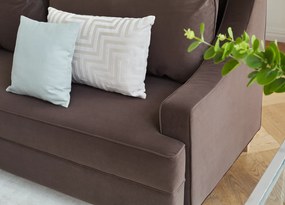 Notting Hill sofa 3-osobowa z funkcją spania i z pojemnikiem na pościel, krawędzie obszyte kedrą. Sofa w stylu modern classic. Sofa do salonu w stylu nowojorskim. Tkanina Matt Velvet, wiele kolorów do wyboru.