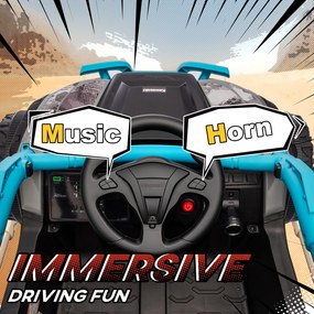 AIYAPLAY 12V Elektryczny pojazd terenowy dla dzieci, pilot, światła LED, muzyka, klakson, dla dzieci 3-8 lat, niebieski