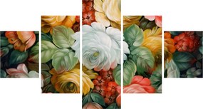 Obraz namalowanego bukietu kwiatów (125x70 cm)