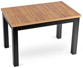 Zestaw Stół Rozkładany SKUBI 120-160 cm Dąb Craft/Czarny i 6 Krzeseł Tapicerowanych CHRIS Beżowych Nowoczesnych