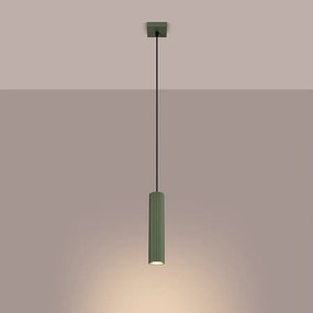 Lampa wisząca minimalistyczny Gloow, aluminium - 1 źródło światła 3000K - L.8 x H.118 cm - zielony oliwkowy