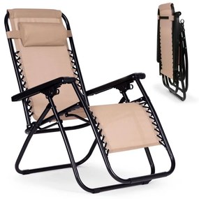 Składany leżak ogrodowy, tarasowy Rimini 009, beżowy