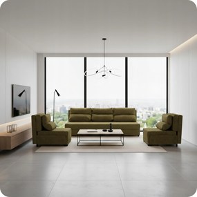 Zestaw KIMO funkcja spania sofa fotele Family Meble brązowy Ramona welur