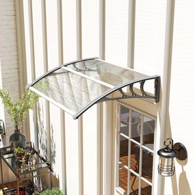 Outsunny Daszek nad drzwi i okna, Osłona dla wejść i okien, 100Dł x 75Szer x 23Wys cm, Srebrny