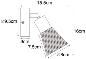 Industrialny reflektor czarny z drewnem - Kristina