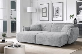 Jasnoszara sofa z tkaniny szenilowej z szezlongiem 252 cm Nelia Big – Ropez