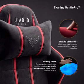 Fotel gamingowy młodzieżowy Diablo X-One Small Size materiałowy, Bloody Mary