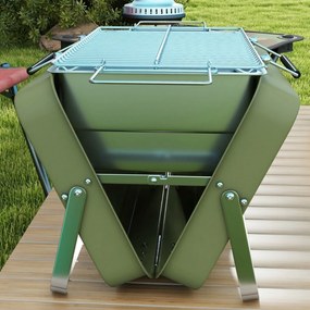 Outsunny Grill Stołowy z Rusztem Zielony 47x30x28cm | Aosom PL
