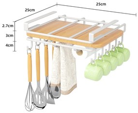Wiszący organizer kuchenny z haczykami RAXIMO, biały